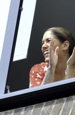 MALIN ANDERSSON Claps for NHS at Her Apartment in London 04/23/2020
