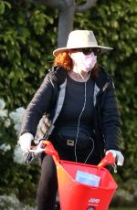MARCIA CROSS Wearing Mask and Gloves Out Riding Bike in Beverly Hills 04/25/2020