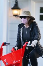 MARCIA CROSS Wearing Mask and Gloves Out Riding Bike in Beverly Hills 04/25/2020