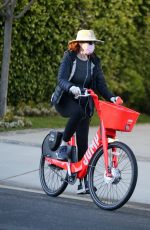 MARCIA CROSS Wearing Mask and Gloves Out Riding Bike in Beverly Hills 04/25/2020