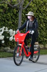 MARCIA CROSS Wearing Mask and Gloves Out Riding Bike in Beverly Hills 04/25/2020