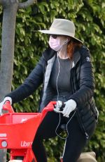 MARCIA CROSS Wearing Mask and Gloves Out Riding Bike in Beverly Hills 04/25/2020