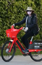 MARCIA CROSS Wearing Mask and Gloves Out Riding Bike in Beverly Hills 04/25/2020