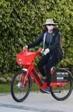 MARCIA CROSS Wearing Mask and Gloves Out Riding Bike in Beverly Hills 04/25/2020