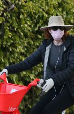 MARCIA CROSS Wearing Mask and Gloves Out Riding Bike in Beverly Hills 04/25/2020