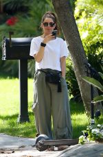 MARIA MENOUNOS Out Rding Electric Scooter in Los Angeles 04/14/2020