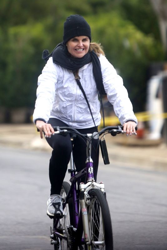 MARIA SHRIVER Out Riding Bike in Pacific Palisades 04/05/2020