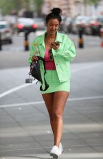 MAYA JAMA in Mint-green Miniskirt and Jacket Leaves BBC Radio in London 04/12/2020