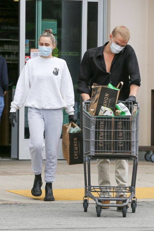 MILEY CYRUS and Cody Simpson Out Shopping in Calabasas 04/08/2020