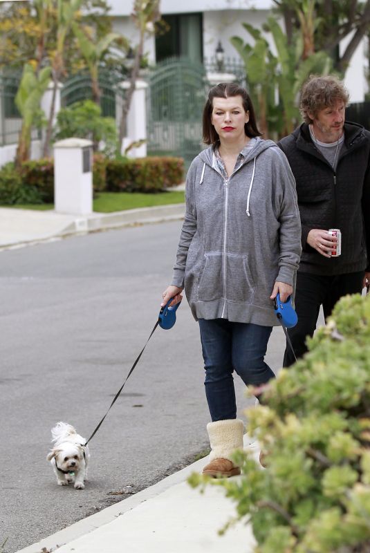 MILLA JOVOVICH and Paul W. S. Anderson Out with Their Dogs in Beverly Hills 04/20/2020