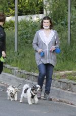 MILLA JOVOVICH Out with Her Dogs in Los Angeles 04/24/2020
