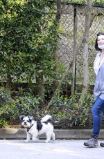 MILLA JOVOVICH Out with Her Dogs in Los Angeles 04/24/2020