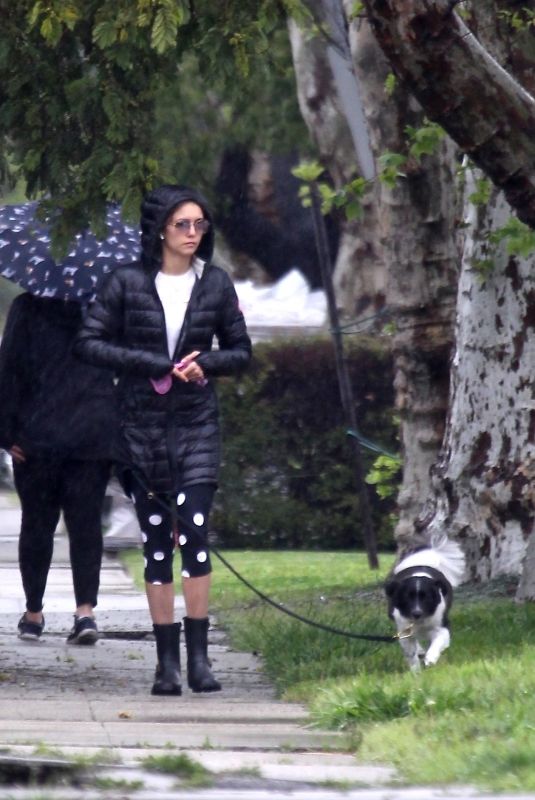 NINA DOBREV Out with Her Dog in Los Angeles 04/09/2020