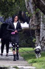 NINA DOBREV Out with Her Dog in Los Angeles 04/09/2020