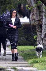 NINA DOBREV Out with Her Dog in Los Angeles 04/09/2020