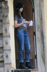 NINA DOBREV Sanitizes Her Credit Card After a Repairman Drops off Her Tesla 04/06/2020