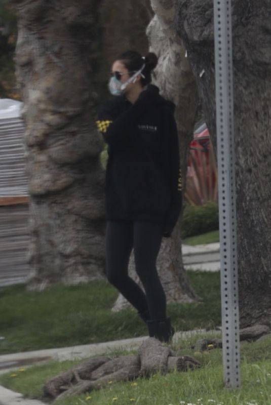 NINA DOBREV Wearing Mask Out in Los Angeles 04/08/2020