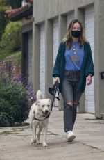 OLIVIA WILDE Out with Her Dog in Los Angeles 04/12/2020