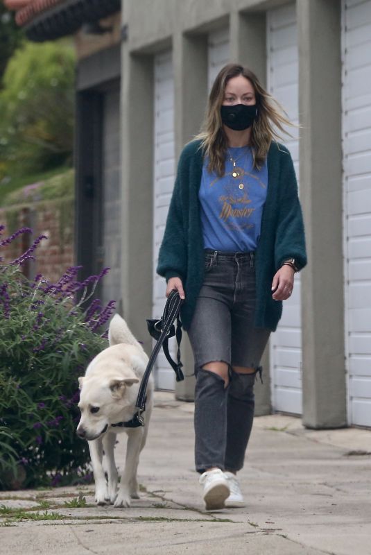 OLIVIA WILDE Out with Her Dog in Los Angeles 04/12/2020