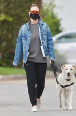 OLIVIA WILDE Waring a Black Mask Out with Her Dog in Los Angeles 04/05/2020