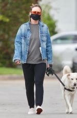OLIVIA WILDE Waring a Black Mask Out with Her Dog in Los Angeles 04/05/2020