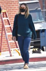 OLIVIA WILDE Wearing a Black Face Mask Out in Los Angeles 04/03/2020