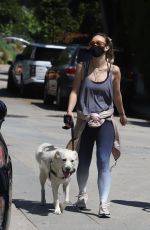 OLIVIA WILDE Wearing Bandana Mask Out with Her Dog in Los Feliz 04/11/2020