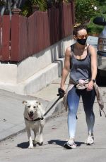 OLIVIA WILDE Wearing Bandana Mask Out with Her Dog in Los Feliz 04/11/2020