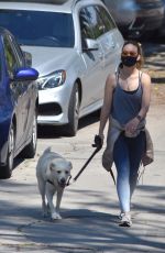 OLIVIA WILDE Wearing Bandana Mask Out with Her Dog in Los Feliz 04/11/2020