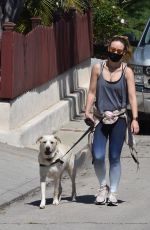 OLIVIA WILDE Wearing Bandana Mask Out with Her Dog in Los Feliz 04/11/2020