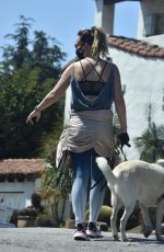 OLIVIA WILDE Wearing Bandana Mask Out with Her Dog in Los Feliz 04/11/2020