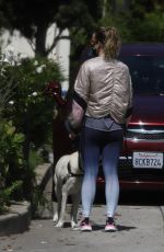 OLIVIA WILDE Wearing Bandana Mask Out with Her Dog in Los Feliz 04/11/2020