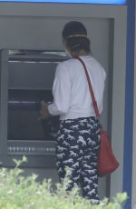 PAULA PATTON Wearing Mask and Gloves at ATM in Malibu 04/16/2020