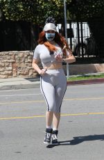 PHOEBE PRICE in Leggings Wearing Mask Out in Los Angeles 04/01/2020