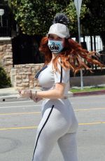 PHOEBE PRICE in Leggings Wearing Mask Out in Los Angeles 04/01/2020