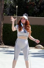 PHOEBE PRICE in Leggings Wearing Mask Out in Los Angeles 04/01/2020