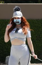 PHOEBE PRICE in Leggings Wearing Mask Out in Los Angeles 04/01/2020