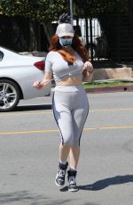 PHOEBE PRICE in Leggings Wearing Mask Out in Los Angeles 04/01/2020