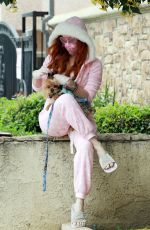 PHOEBE PRICE in Pajamas Out with Her Dog in Los Angeles 04/17/2020