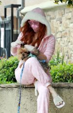 PHOEBE PRICE in Pajamas Out with Her Dog in Los Angeles 04/17/2020