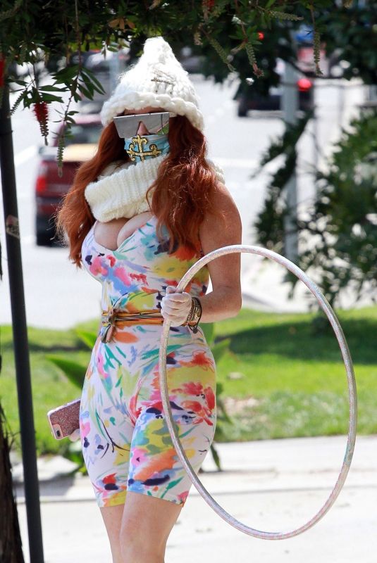 PHOEBE PRICE Playing with Hula Hoops Out in Los Angeles 04/13/2020