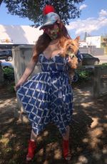 PHOEBE PRICE Shows off New Custom Mask Out in Los Angeles 04/14/2020