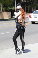 PHOEBE PRICE Wearing a Mask Out with Her Dog in Los Angeles 04/05/2020