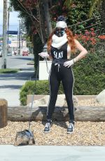 PHOEBE PRICE Wearing a Mask Out with Her Dog in Los Angeles 04/05/2020