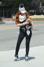 PHOEBE PRICE Wearing a Mask Out with Her Dog in Los Angeles 04/05/2020
