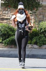PHOEBE PRICE Wearing a Mask Out with Her Dog in Los Angeles 04/05/2020