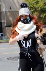 PHOEBE PRICE Wearing a Mask Out with Her Dog in Los Angeles 04/05/2020