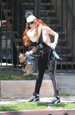 PHOEBE PRICE Wearing a Mask Out with Her Dog in Los Angeles 04/05/2020