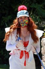 PHOEBE PRICE Wearing a Trash Bag Out in Los Angeles 04/15/2020