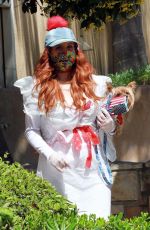 PHOEBE PRICE Wearing a Trash Bag Out in Los Angeles 04/15/2020